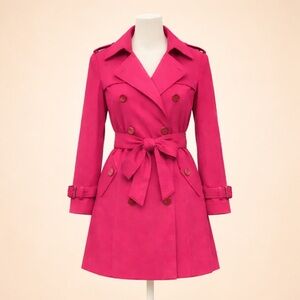 Tommy Hilfiger Fuchsia Belted Trench Coat XL | Preppy Paris Spring
